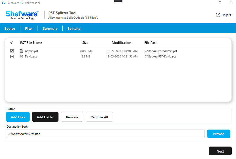 PST Split Tool Dashboard