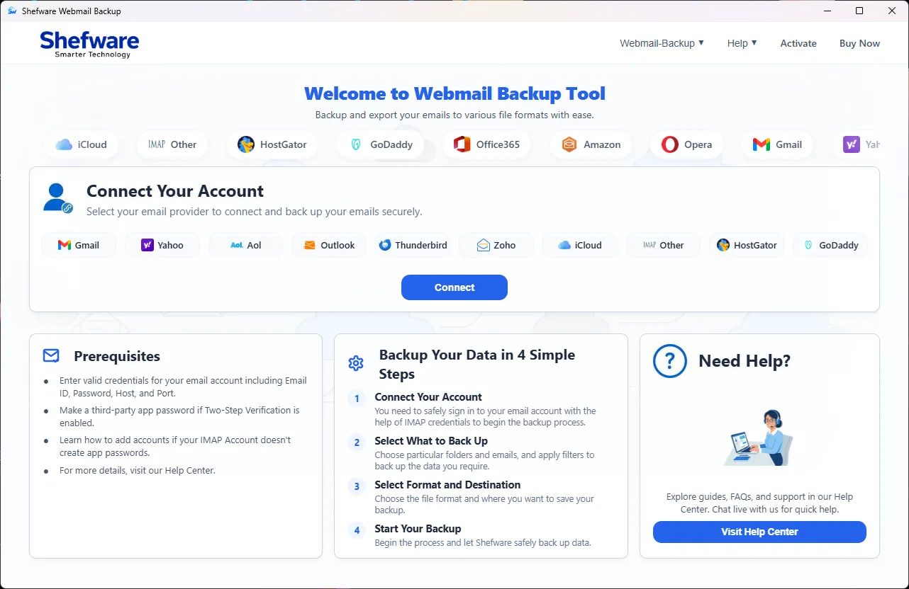 Webmail Backup Features