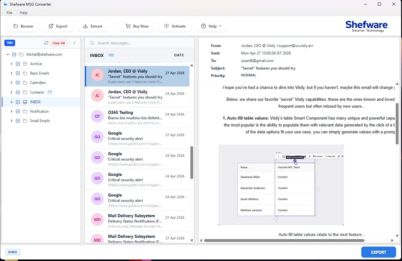 Shefware MSG Converter Dashboard